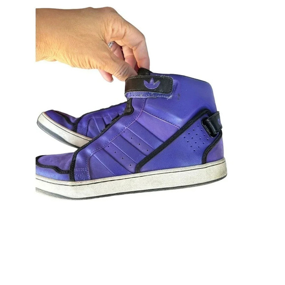 Adidas Forum Men's Black x Purple Leather Mid Top Sneaker Size US 8 - Picture 4 of 4